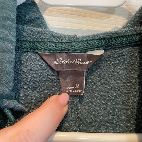 Eddie Bauer Forest Green Cotton Fleece Hooded Sweater - Picture 2 of 3